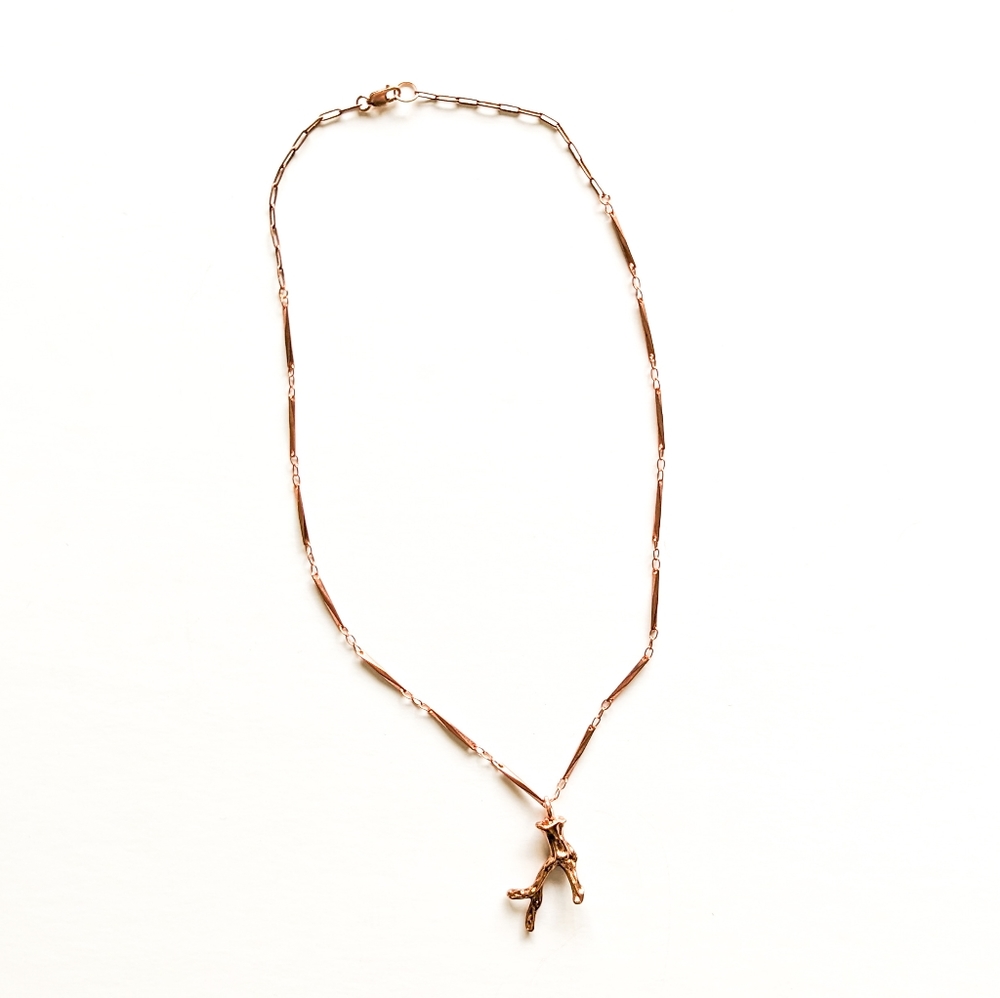 Copper Branch Chain Necklace - Rose Gold Color